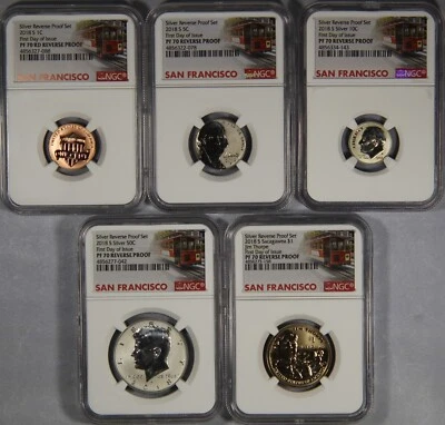 2018-S Silver Reverse Proof (10) Coin Set NGC PF70 First Day of Issue San Fran - Image 1 of 4