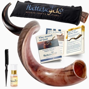 HalleluYAH Original 39"-43" Kosher Half-Polished Kudu Shofar | From Israel - Picture 1 of 6