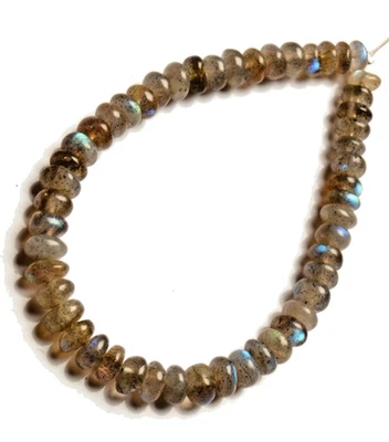 Natural Rainbow Fire Labradorite Gems 5 to 7 mm Size Rondelle Shape Beads 7" - Image 1 of 4