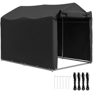 Outsunny Garden Tool Storage Shed with Roll-up Zipper Door, Black - Picture 1 of 11
