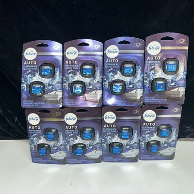 LOT OF 8 2 Packs Febreze Auto PLATINUM ICE Car Vent Clip Air Freshener 16 TOTAL - Image 1 of 4