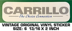 CARRILLO THE CHOICE CONNECTION - VINTAGE ORIGINAL VINYL DECAL STICKER - ENGINE - Picture 1 of 2