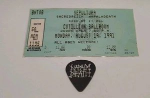 Sepultura, Napalm Death, Konzertkarte Stub & Pic Wichita Kansas 1991  - Bild 1 von 3
