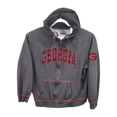 Georgia Bulldogs Hoodie Jacket Embroidered Men's XL Gray SEC Colosseum Fleece - Image 1 of 4