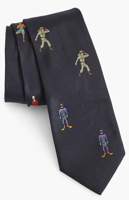 NEW $125 Paul Smith Mainline Navy Narrow Explorer Mens Silk Tie - Image 1 of 4