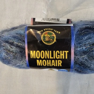 1 Skein Lion Brand Moonlight Mohair Yarn GLACIER BAY 82 yds Ea Discontinued - Image 1 of 4