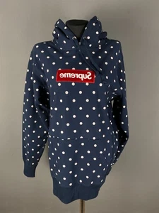 Supreme Comme Des Garcons CDG Polka Dot Logo Hoodie Navy Size M - Picture 1 of 12