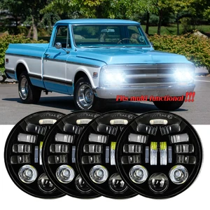 4pc 5.75" 5-3/4" Round LED Headlight for GMC C15/C1500 1961-1972 Pickup C2500 - Bild 1 von 9