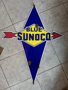 Insegna stile antico porcellana look Sunoco Service dealer servizio stazione di servizio - Foto 1 di 2