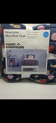 Room Essentials~Reversible Microfiber Quilt Twin/Twin XL~(66"x92") Blue/Cherries - Image 1 of 3