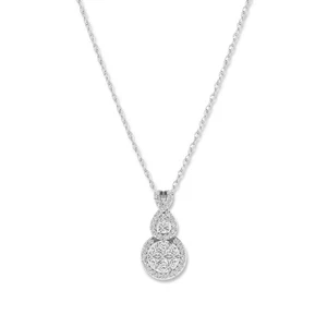 Elegant Women's Halo Necklace 1/2 Ct Natural Diamond Pendant 10K White Gold - Picture 1 of 6