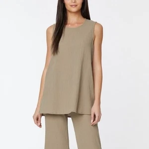 NYDJ Gaze Tunika Top ärmellos 2X minimalistisch Lagenlook leicht Neu mit Etikett nass sand - Bild 1 von 11