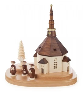 Fensterbild elektrisch Seiffener Kirche + Kurrende auf Sockel 21x22x16cm NEU - Picture 1 of 1