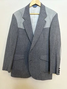 Pendleton Wolle schwarz/grau Tweed Western Jacke 42 lang Sport Mantel Ellenbogen Patches - Bild 1 von 7