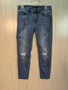 Pantalones de mezclilla Judy azul calce relajado para mujer talla 11 desgastados lavado medio elásticos - Imagen 1 de 11