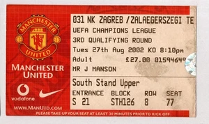 Manchester United v Zalaegerszegi 2002-2003 Champions League Ticket 27/08/2002 - Picture 1 of 2