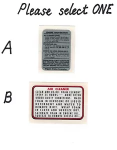 Briggs & Stratton Vintage Mower Small Engine Maintenance Repro Decals - Picture 1 of 1