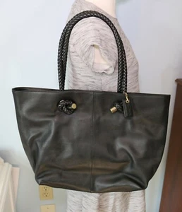 CLARKS Black Pebbled Genuine Leather Braided Strap Handbag Purse Shoulder Bag - Picture 1 of 5