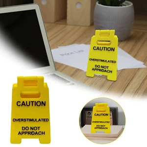 Caution Overstimulated Desk Sign Funny Desk Signage Accessories Humor Mini - Picture 1 of 6