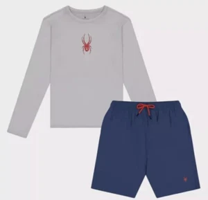 Spyder Youth 2-Piece Swim Set UPF 30+ Sun Protection Side Pockets Size S (7/8) - Picture 1 of 5
