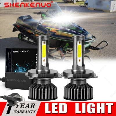 For Arctic Cat ZRT 600 800 1996 1997 1998 9003 6000K White LED Headlight 2 Bulbs - Image 1 of 4