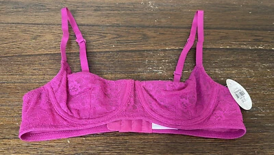 NWT Women's/Jrs Flirtitude Unlined Lace Balconette Bra Size 32A Ultra Pink - Image 1 of 4