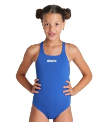 JUNIOR ARENA PRO SOLID BLUE SWIMSUIT AGE 12-13 JR SWIM SWIMMING COSTUME - Image 1 of 2