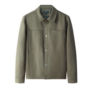 Mens Trendy Outerwear Jacket Solid Color Fashion Workwear Lapel Versatile Jacket