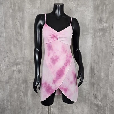 Mini Vestido Vintage Años 90 Click Click M Rosa Brillo Tie Dye Micro Cóctel Club Foto 1 de 4