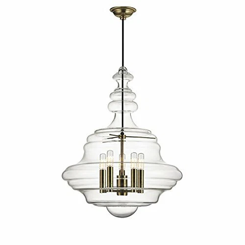 Washington 5-Light Large Pendant - Aged Brass Finish with Clear Glass Shade - Image 1 of 1