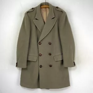 Dunn & Co Crombie Mantel Herren 40R Khaki Wolle Zweireiher Over Coat Trench - Bild 1 von 19