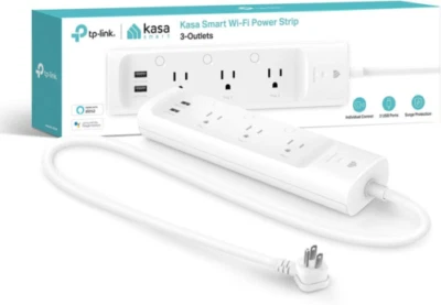 Kasa Smart Plug Power Strip KP303, Surge Protector with 3 Style A, White - Image 1 of 4
