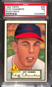 1952 Topps #68 Cliff Chambers (Black Back) PSA 7 22228585