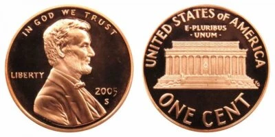 2005 P D S SATIN UNCIRCULATED IN MINT CELLO PLUS  PROOF LINCOLN CENTS (3 COINS) - Image 1 of 4