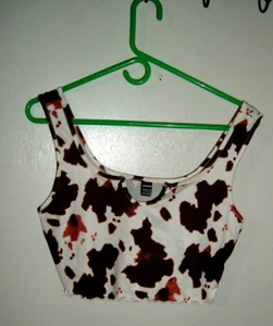Shein Youth Girls Large (8-10) Cowhide Print Sleeveless Cropped Top - Picture 1 of 3