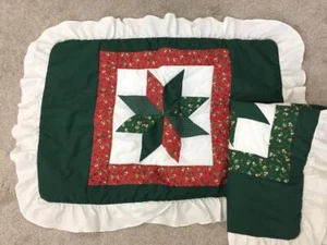 Texas Star 2 pillowcases red green Christmas dog 20 x 29 pieced quilt backing - Picture 1 of 6