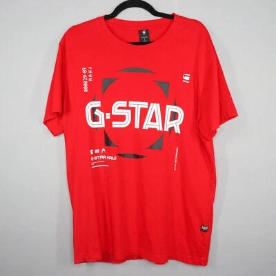Camiseta G Star Raw Para Hombres Grande Rojo Ácido Algodón Orgánico Estampado Gráfico Cuello Redondo Foto 1 de 4