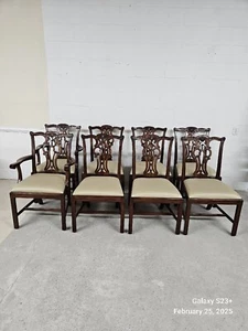 MAITLAND SMITH 8 CHAIRS MAHOGANY CHIPPENDALE - Picture 1 of 7
