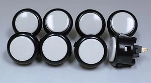 Japan Sanwa Mix Buttons Black White x 8 pcs Video Arcade Game Parts OBSF-30 - Picture 1 of 4