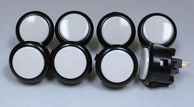 Japan Sanwa Mix Buttons Black White x 8 pcs Video Arcade Game Parts OBSF-30 - Image 1 of 4