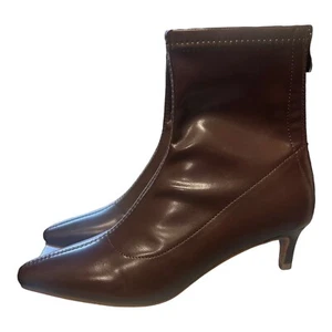 C.paravano Women brown Ankle Boots High Heel Booties pointed toe zip Kitten - Picture 1 of 15