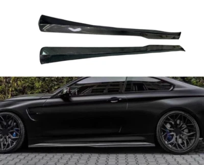 Cubierta de divisores laterales de faldón lateral estilo PSM de fibra de carbono real para BMW M3M4 14-2020 Foto 1 de 4