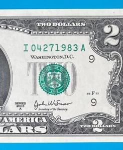 April 27, 1983 : I 04271983 A BIRTHDAY Note $2 Two Dollar Bill *AU* - Picture 1 of 3