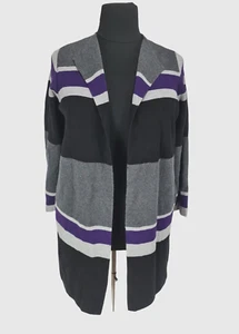 CALVIN KLEIN WOMEN'S PLUS SIZE STRIPED OPEN-FRONT CARDIGAN GRAY SIZE 1X   174P - Picture 1 of 6
