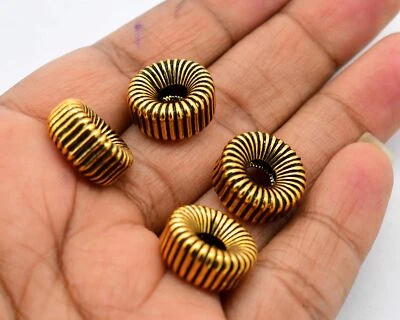 Cuentas espaciadoras de cuentas rondelle de agujero grande de 16X8 mm de 4 piezas enchapadas en oro oxidadas Foto 1 de 3