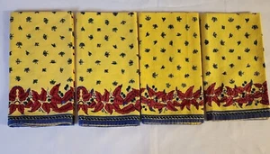 WILLIAMS SONOMA FRENCH PROVENCE NAPKINS LOT OF 4- 100% COTTON BEES FLORAL YELLOW - Picture 1 of 9