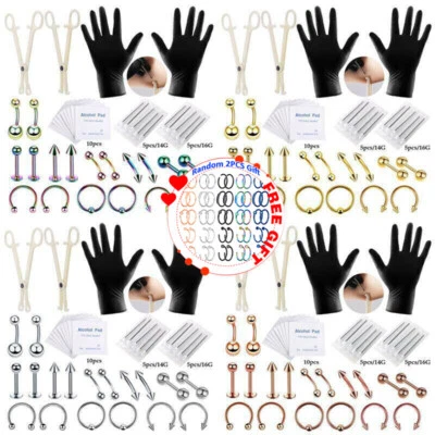 Kit de herramientas profesionales para perforar el cuerpo 42 piezas oreja nariz ombligo pezón conjunto de agujas Foto 1 de 4