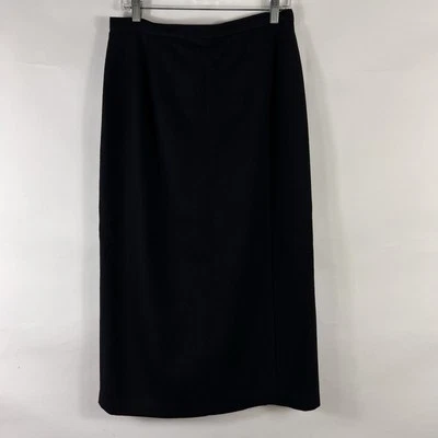 Amanda Smith Midi Skirt Women's Size 16 Below Knee Faux Wrap Wool Lined Black - Image 1 of 4