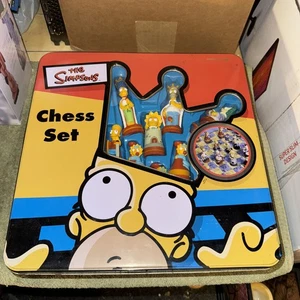 The Simpsons Vintage Chess Set in Tin Collectors Box 100% Official 1998 - Picture 1 of 4