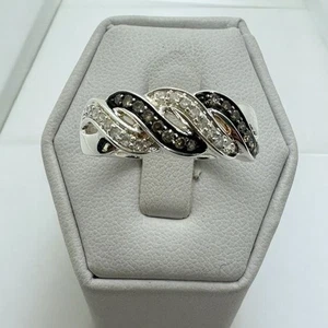 Affinity Diamond Ring size 9 Sterling Silver Cross Over Twist Champagne Brown - Picture 1 of 10